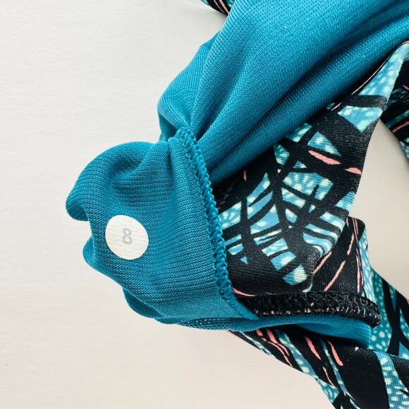 Lululemon Energy Bra Mini Palm Lace Tofino Teal Black Size 8 High Support - Picture 5 of 5